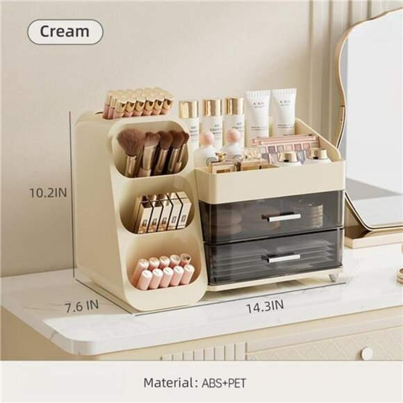 Makeup Organizer with Drawers Large Vanity Storage Box for Skincare Brushes - Picture 2 of 7